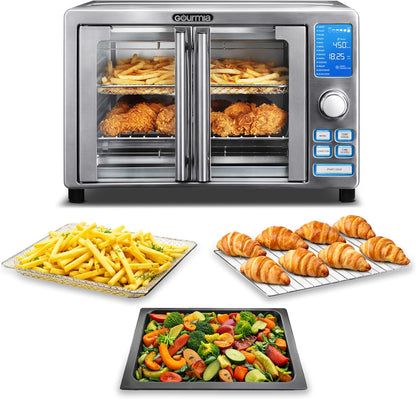 Air Fryer French Door Toaster Oven - 6-Slice Capacity, LED Display with 14 Cooking Presets, Stainless Steel1