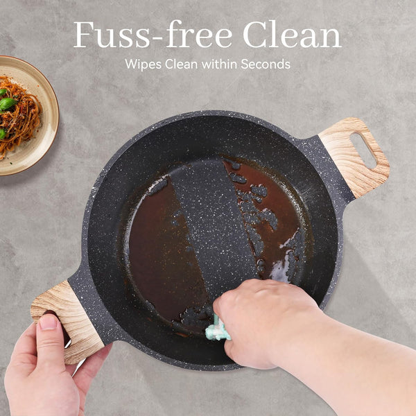 Pots and Pans Set, Nonstick Kitchen Cookware Sets，23Pcs Black Granite Induction Non-Toxic Healthy Kitchen Cooking Set W/Frying Pans, Saucepans, Griddle, Eggpan（Pfos, PFOA Free）5