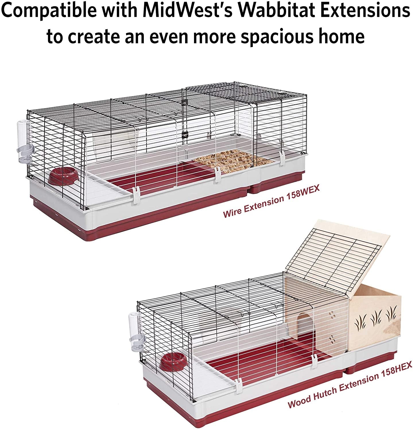 midwest-homes-for-pets-158-wabbitat-deluxe-rabbit-home-rabbit-cage-39-5-l-x-23-75-w-x-19-75-h-inch-maroon-white