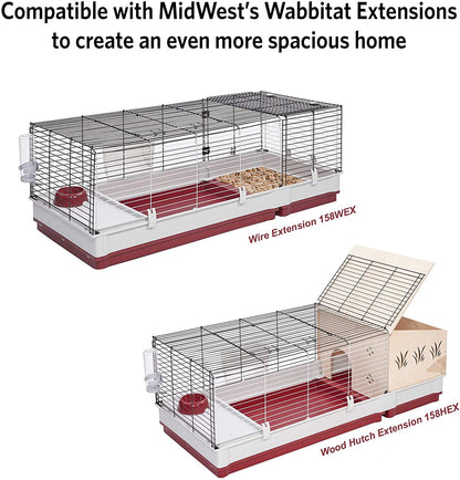Midwest Homes for Pets 158 Wabbitat Deluxe Rabbit Home, Rabbit Cage, 39.5 L X 23.75 W X 19.75 H Inch, Maroon/White6