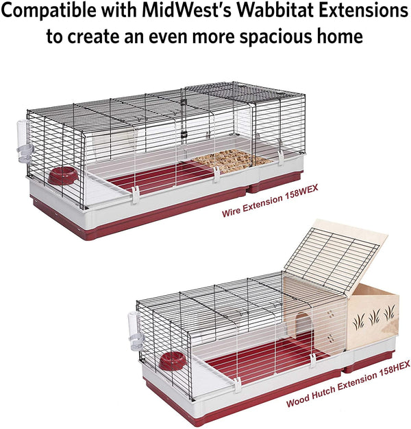 Midwest Homes for Pets 158 Wabbitat Deluxe Rabbit Home, Rabbit Cage, 39.5 L X 23.75 W X 19.75 H Inch, Maroon/White6
