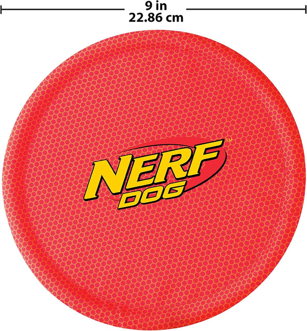 Nerf Dog Nylon Flyer Dog Toy, Flying Disc, Lightweight, Durable and Water Resistant, Great for Beach and Pool, 9 Inch Diameter, for Medium/Large Breeds, Single Unit, Red6