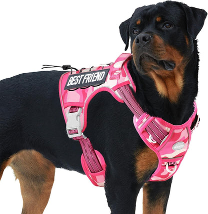 Auroth Tactical Dog Harness for Large Dogs No Pull Adjustable Pet Harness Reflective K9 Working Training Easy Control Pet Vest Military Service Dog Harnesses Army Yellow L10