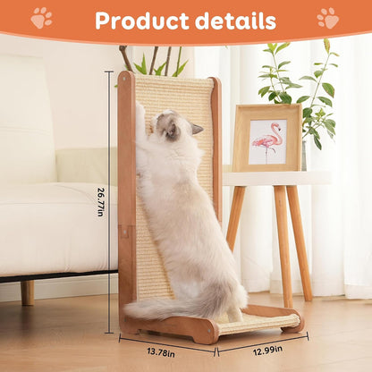 Sisal Cat Scratcher for Indoor Cats, Beechwood Base, Natural Sisal Woven Scratch Pad, Durable Scratching Post, Furniture Protector (L1)2