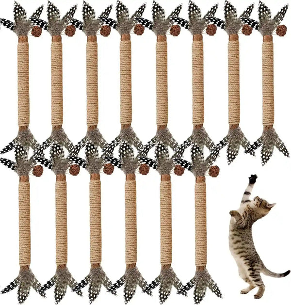 Cat Chew Toys Silvervine Sticks Dental Treat Feather 7Pack Indoor | Real Feathers Silvervine Dual-Action Chew Chase Soothes Teething, Cleans Teeth Relieves Boredom Indoors Safe Durable 7PK Set7
