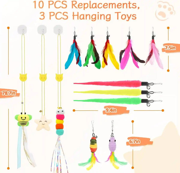 Atosun Interactive Cat Toys, 15PCS Cat Wand and Feather Toys for Indoor Cats, Reusable Suction Cup Toys for Kittens Play Exercise7