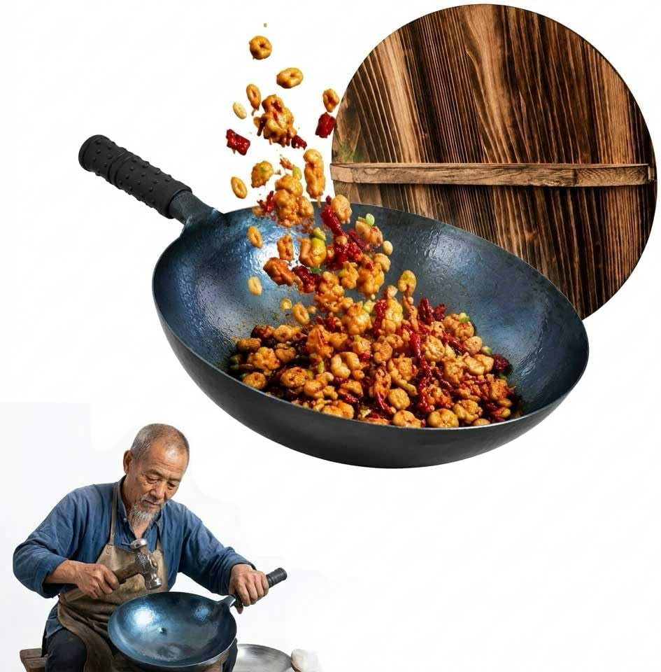 pure-iron-nonstick-wok-with-lid-14-inch-large-round-bottom-pan-great-for-chinese-stir-fry-open-fire-cooking-bbq-grilling-camping-outdoor-meals-large-family-style-cookware