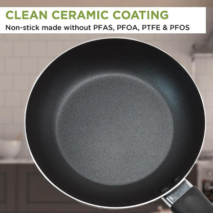 Easy Clean Ceramic Nonstick Cookware Set, Dishwasher Safe Kitchen Pots and Pans Set, Comfort Grip Handle, Even Heating, and Ultimate Food Release, 26-Piece, Black3