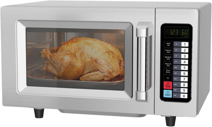 Commercial Countertop 25L Microwave Oven W/ 10 Programmable Memory Menu,5 Power Level,3 Stage Cooking and Touch Screen Control-1000W,0.9 Cu.Ft1