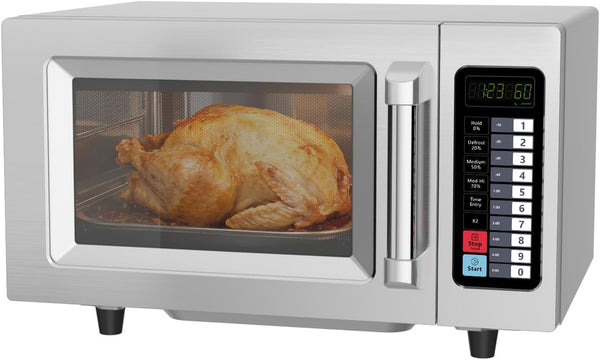Commercial Countertop 25L Microwave Oven W/ 10 Programmable Memory Menu,5 Power Level,3 Stage Cooking and Touch Screen Control-1000W,0.9 Cu.Ft1