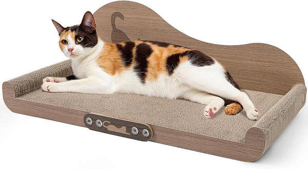 NATUYA Cat Scratcher Cardboard Lounge Bed, 24 Inch Large Cats Scratching Board Couch, Durable Cat Scartch Pad for Indoor Cats1