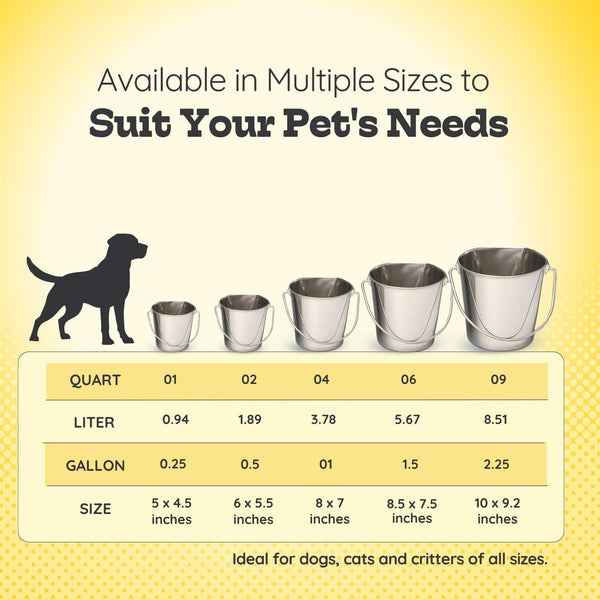 Stainless Steel Flat Side Bucket 1 Quart (0.25 Gallon)- Heavy Duty Hanging Food & Water Pail for Dogs, Cats, Birds, Kennel, Cages & Crates, Durable Rustproof Multi-Purpose Feeding Buckets8
