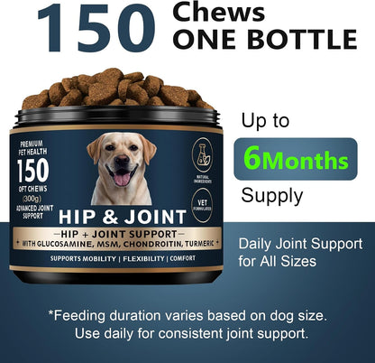 Glucosamine for Dogs - 150 Soft Chews, Hip & Joint Supplement with MSM, Chondroitin, Turmeric – Joint Support for Dogs Chicken Flavor – Vet Formulated – 2-Month Supply7