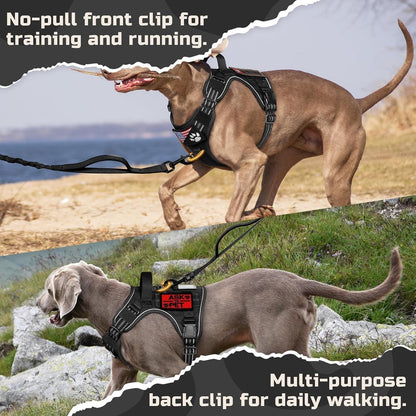 Rabbitgoo Tactical Dog Harness for Large, No Pull Military Service Vest | Molle & Handle, Heavy Duty, Adjustable, Reflective Straps, Easy Control for Training Walking, Black, Large5