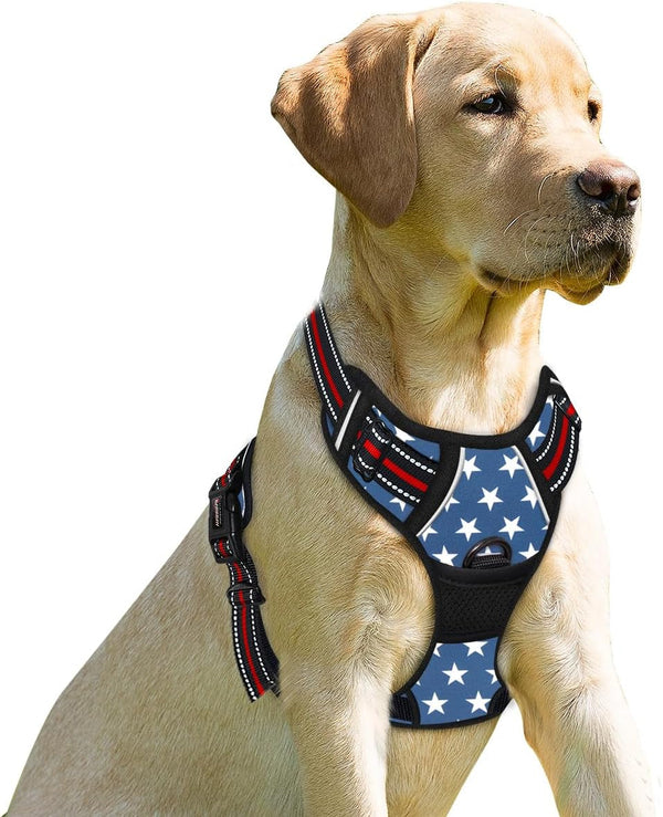 BARKBAY Dog Harness No Pull with ID Tag Pocket - Heavy Duty, Reflective, Easy Control for Large Dogs(Blue,L)31