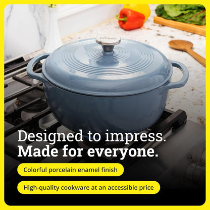 Essential Enamel Cast Iron Dutch Oven, 4.5 Quart, Lagoon | Dual Handles, Oven Safe up to 500°F, Use to Marinate, Cook, Bake, Refrigerate & Serve, Stovetop Safe6