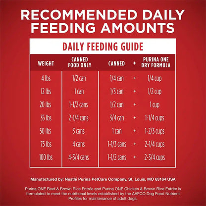 Purina ONE Classic Ground Chicken and Brown Rice, and Beef and Brown Rice Entrees Wet Dog Food Variety Pack - (Pack of 6) 13 Oz. Cans9