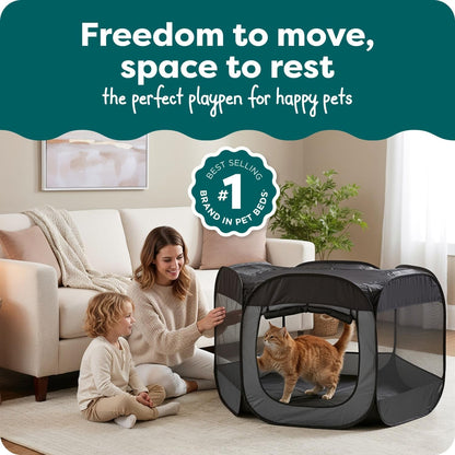 Furhaven Soft-Sided Dog & Cat Playpen, Portable Foldable Indoor & Outdoor Pet Playpen with Mesh Windows & Zippered Door, Gray, Extra Large2
