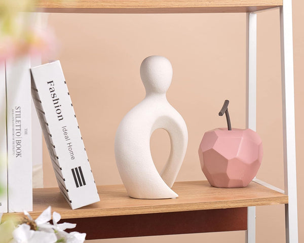 Ceramic Couple Statues for Home Decor, Abstract Lover Sculpture Shelf Decor | Office Decor, Home Decorations for Living Room, Bedroom, Gifts for Anniversary Valentine'S Day Birthday (White)7