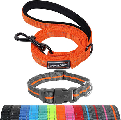 VIVAGLORY Dog Leash Puppy Leash for Collar, 3Ft X 1In, Black | with Soft Padded Handle for Training & Walking, Heavy Duty & Double Layer Nylon Pet Puppy56