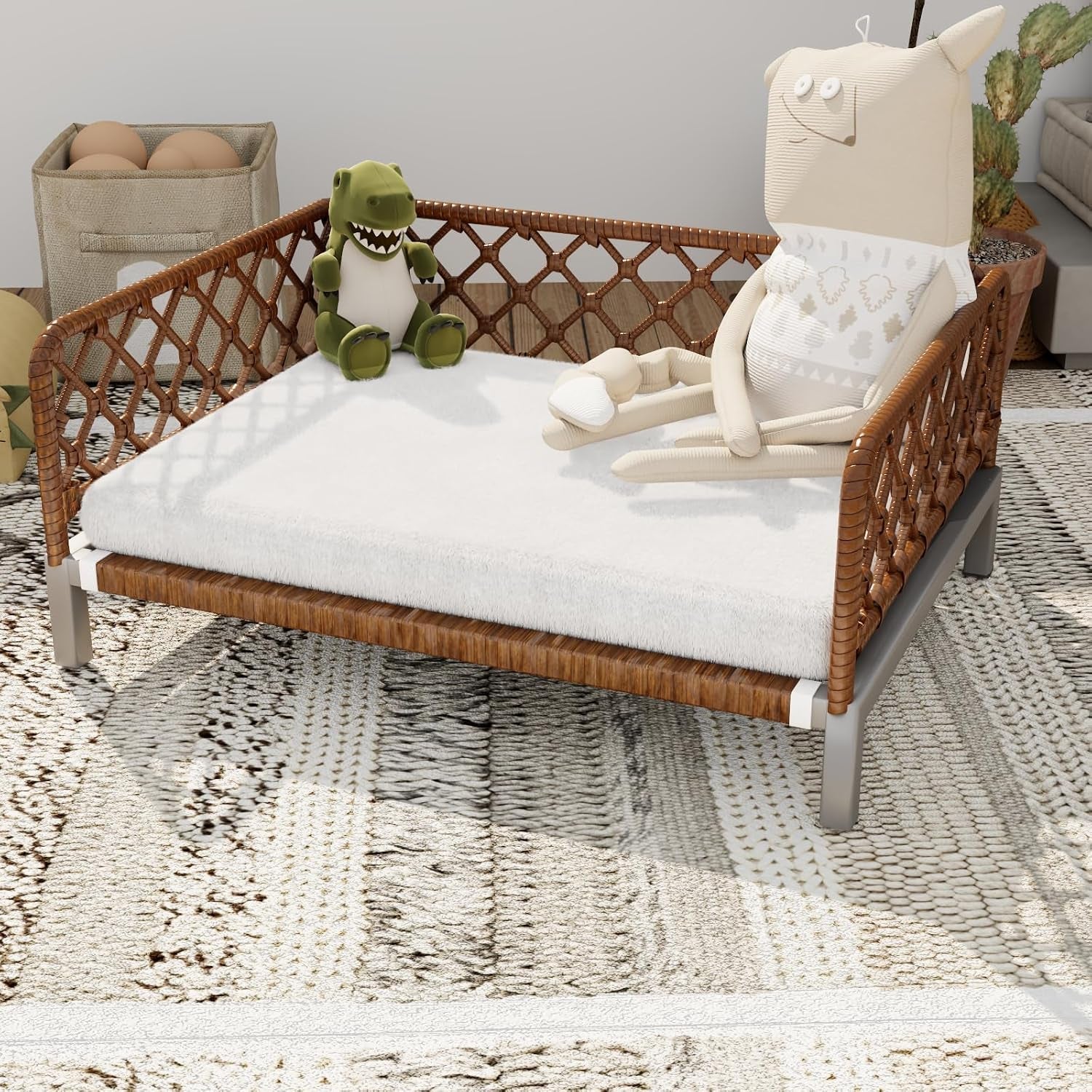 small-dog-bed-waterproof-elevated-dog-couch-with-washable-removable-white-cushion-boho-rattan-dark-brown-wicker-orthopedic-pet-sofa-for-outdoor-indoor
