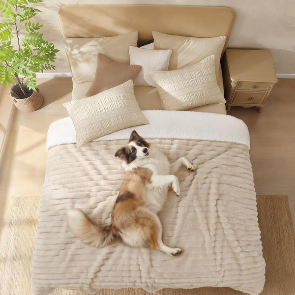 Luciphia Waterproof Dog Blanket for Large Dogs Ultra-Soft Calming Cut Pile Flannel Throw Durable & Warm Furniture Protection for Couch Bed Pet Human Blanket Machine Washable Soft White,Xl(85''X57'')3