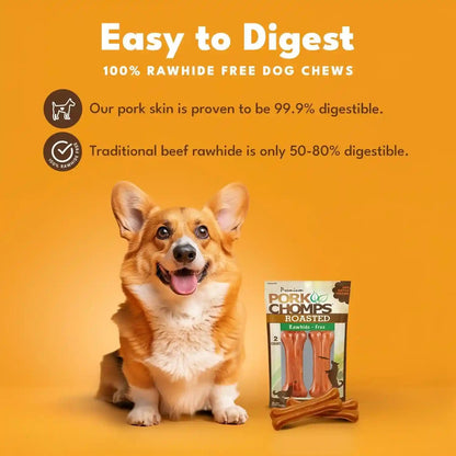 Pork Chomps Roasted Pressed Pork Skin Dog Chews, 4.5-Inch Bone, 2 Count2