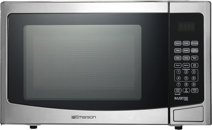 1.2 Cu. Ft. Microwave Oven with Inverter, Timer & LED Display, 1000W, 10 Power Levels, 8 Pre-Programmed Settings, Removable Glass Turntable with Child Safe Lock, MWI1212SS, Stainless Steel1