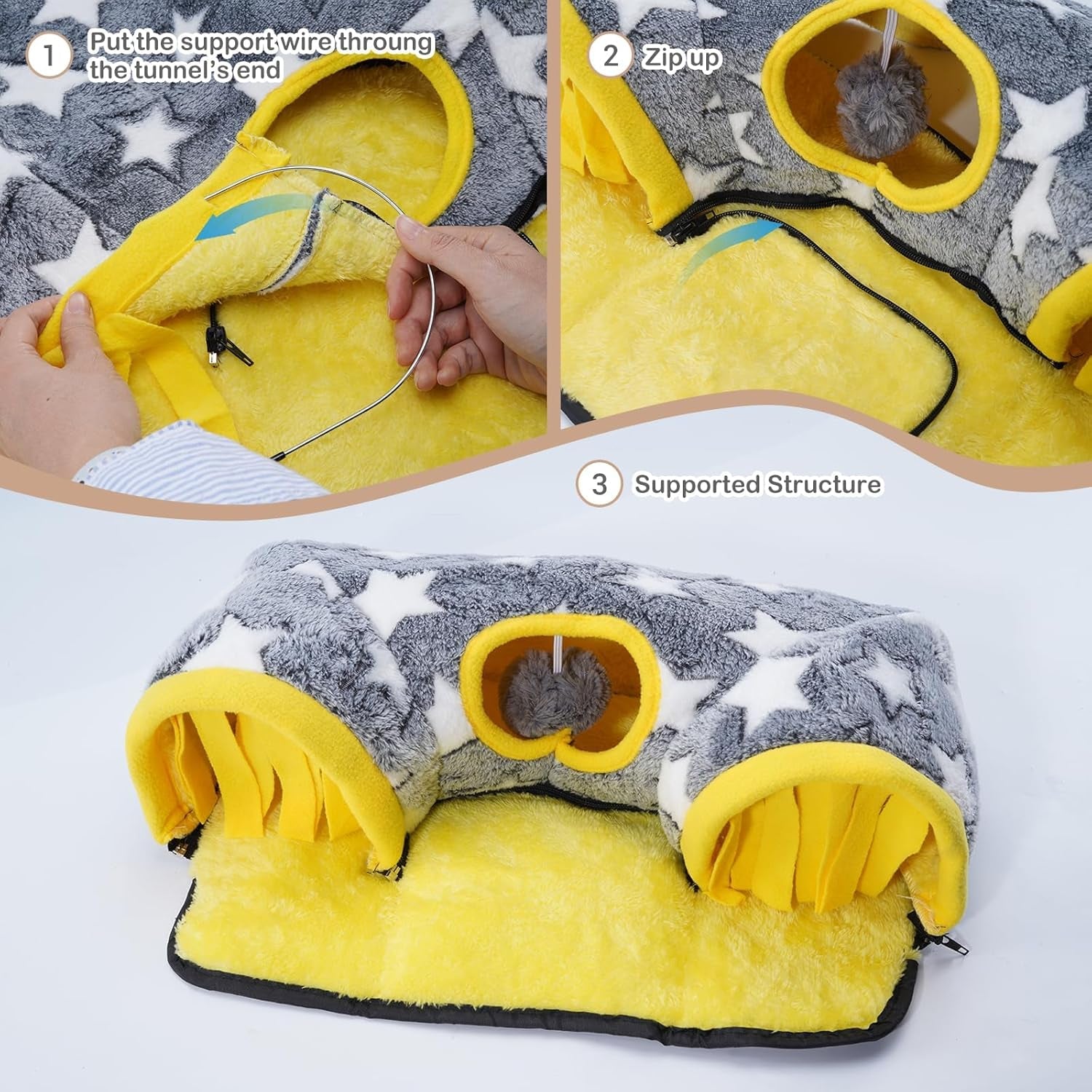 avont-guinea-pig-tunnel-small-animal-hideaway-tube-toy-cozy-plush-tunnel-for-guinea-pigs-and-small-pets-with-non-slip-bottom-and-2-in-1-design-in-medium-size-starry