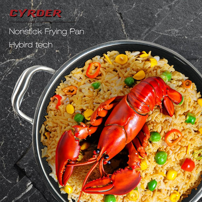 Large Stainless Steel Hybrid Nonstick Deep Frying Pan, 13Inch 7.2QT | 316L Stainless Steel, Two Handle Hold Sauté Pan with Lid, PFOA Free, Premium Cookware for Stir Fry/Toast/Roast/Bake/Stew4