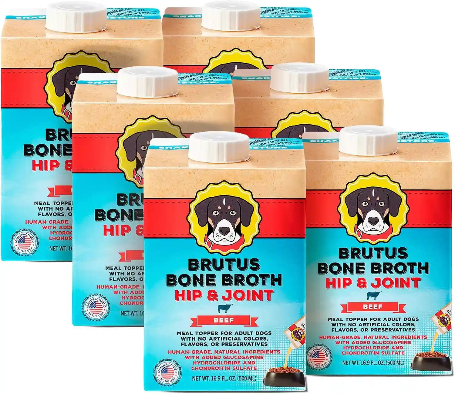 brutus-beef-bone-broth-for-dogs-all-natural-dog-bone-broth-with-liquidchondroitin-glucosamine-turmeric-human-grade-dog-food-toppers-for-picky-eaters-tasty-nutritious-16-9oz-pack-of-6