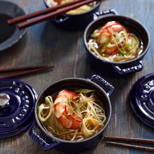 STAUB Ceramic Dutch Oven 3-Piece Mini round Cocotte, Dark Blue5