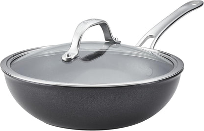 X Seartech Aluminum Nonstick Cookware Stir Fry Wok with Lid, 10-Inch, Super Dark Gray1