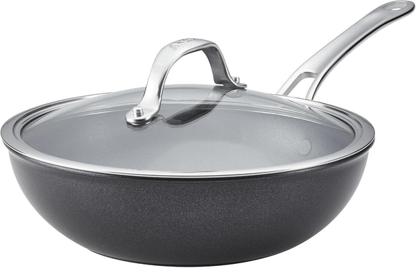 X Seartech Aluminum Nonstick Cookware Stir Fry Wok with Lid, 10-Inch, Super Dark Gray1