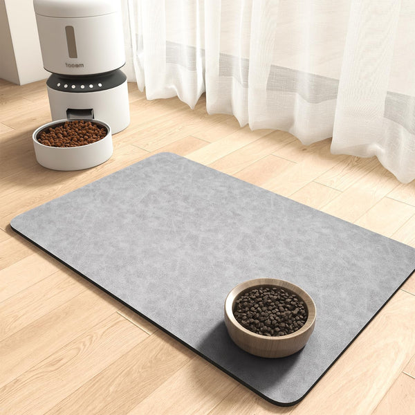 Montvoo-Absorbent Pet Feeding Mat-No Stains Pet Mat for Food and Water Bowl-Quick Dry Cat & Dog Food Mat Water Dispenser Mat-Pet Supplies Mat-Dog Water Bowl Mat for Messy Drinker,（Darkgrey,12"X19"）18
