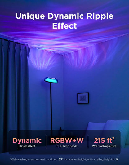 Govee Uplighter Floor Lamp for Living Room, RGBIC Ripple Projector | Compatible with Smartthings, Alexa, and Matter, LED Modern Corner Floor Light, Warm Cool White Standing Lamp for Bedroom2