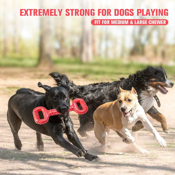 Feeko Dog Toys for Aggressive Chewers Large Breed, 15 Inch Interactive Long Lasting Dogs Toy with Convex Design Natural Rubber Tug-Of-War Toy for Medium Large Tooth Clean(Red)6