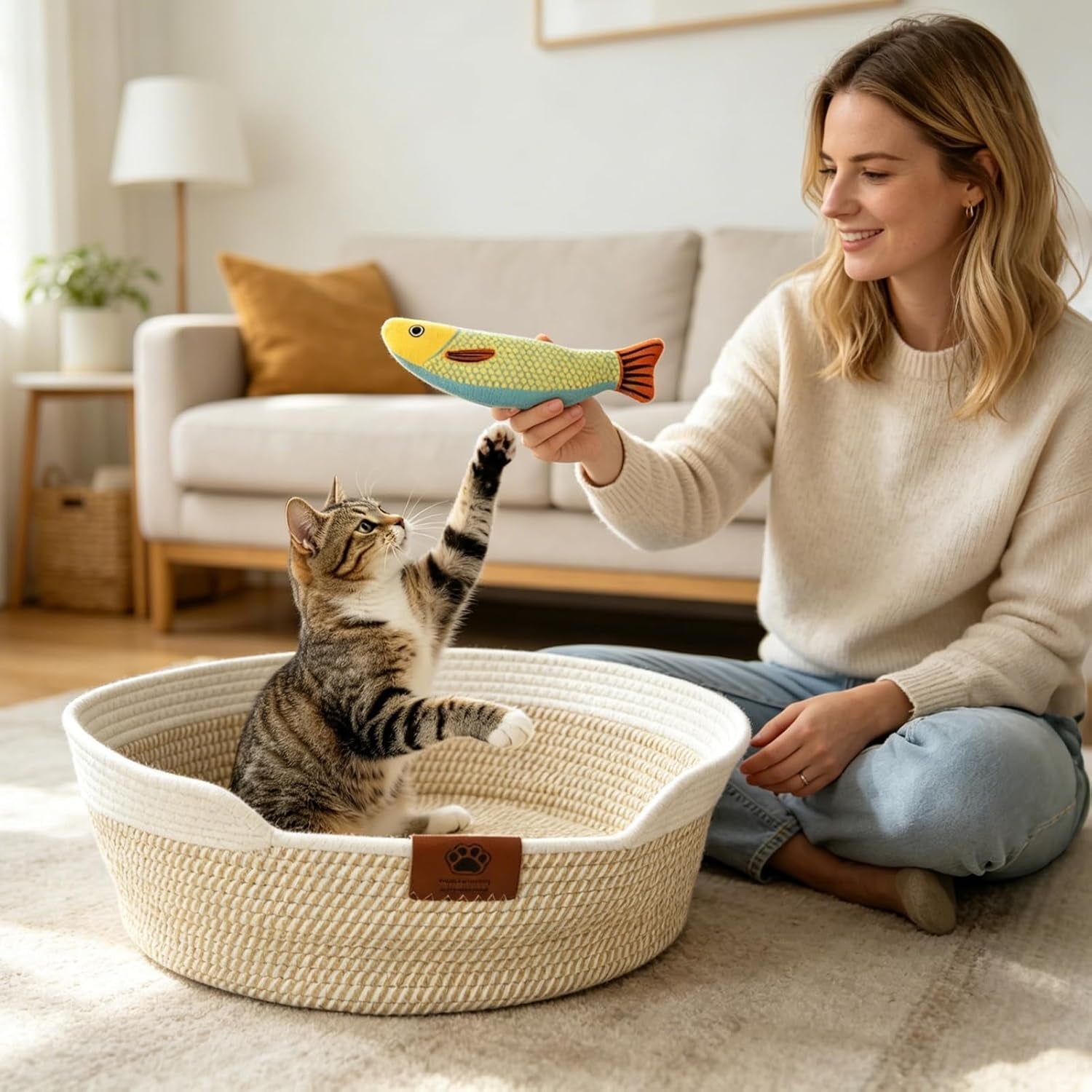 xpiy-stimulicat-handwoven-cat-basket-with-fish-toy-instinct-kitten-bed-made-of-natural-cotton-rope-with-a-washable-cushion-breathable-scratch-resistant-pet-nest-for-year-round-comfort