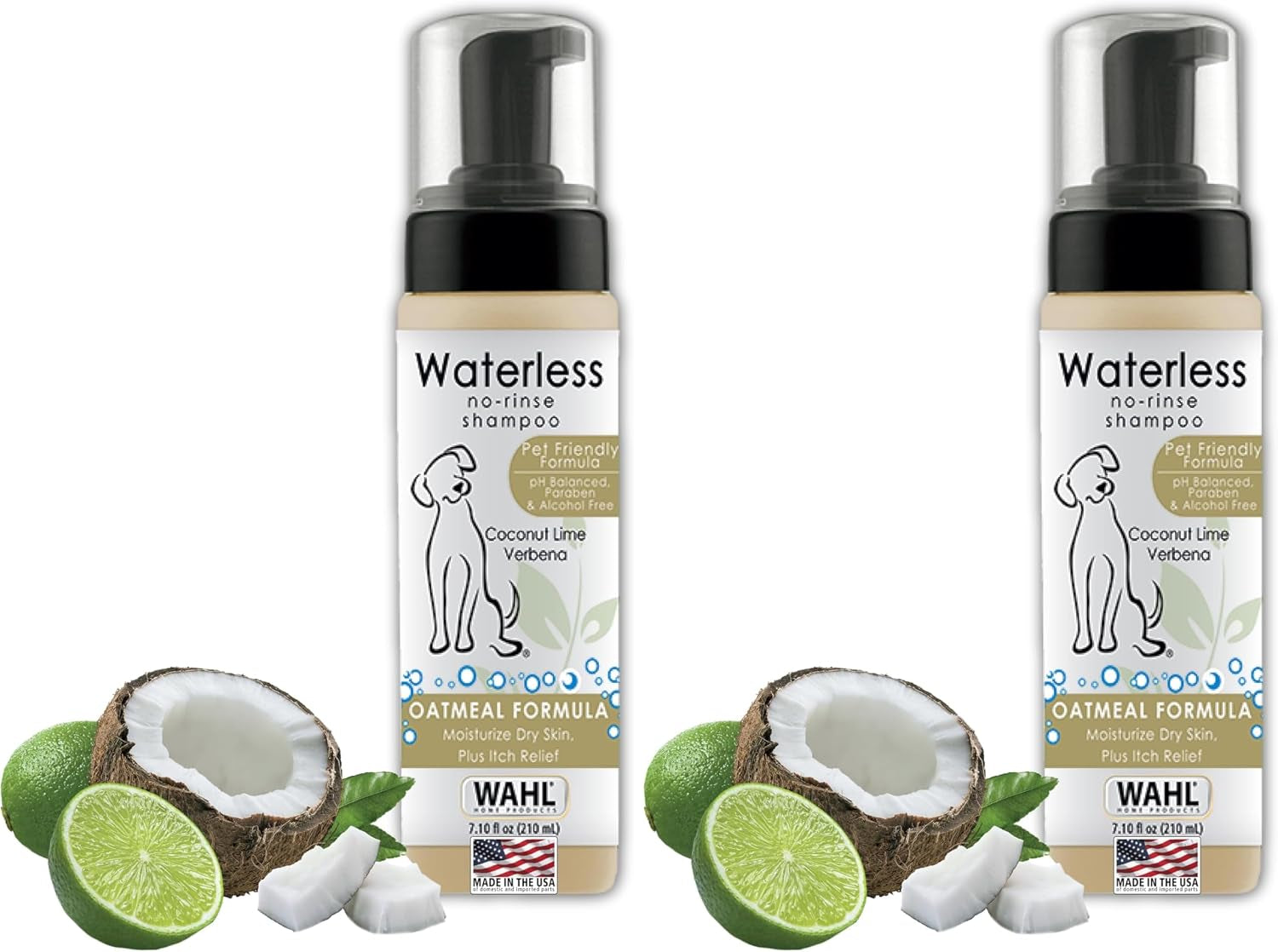 wahl-waterless-no-rinse-shampoo-for-animals-coconut-lime-verbena-7-1-oz-quick-clean-ups-for-dogs-no-bath-needed-oatmeal-formula-cleans-conditions-detangles-moisturizes-dogs-fur-model-820015a