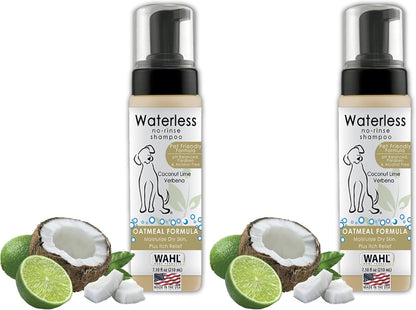 Wahl Waterless No Rinse Shampoo for Animals, Coconut Lime Verbena, 7.1 Oz | Quick Clean-Ups for Dogs—No Bath Needed, Oatmeal Formula Cleans, Conditions, Detangles & Moisturizes Dogs Fur – Model 820015A8