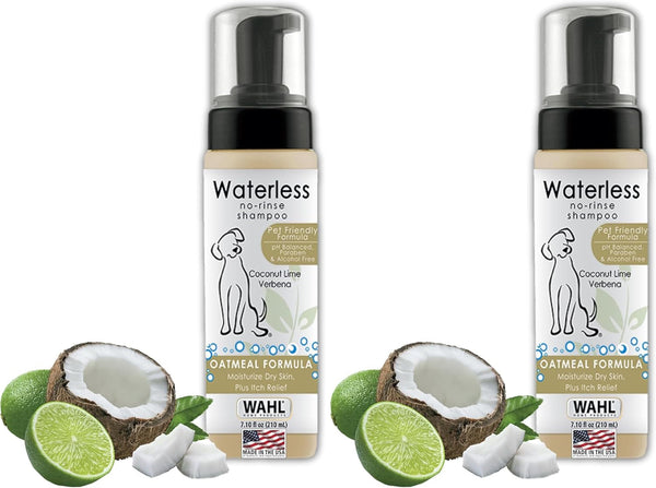 Wahl Waterless No Rinse Shampoo for Animals, Coconut Lime Verbena, 7.1 Oz | Quick Clean-Ups for Dogs—No Bath Needed, Oatmeal Formula Cleans, Conditions, Detangles & Moisturizes Dogs Fur – Model 820015A8