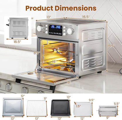 14-In-1 Air Fryer Toaster Oven Combo | 1700W Dual Cook & 26 QT Large Capacity Stainless Steel Countertop Convection Oven LED Display, 7 Accessories8