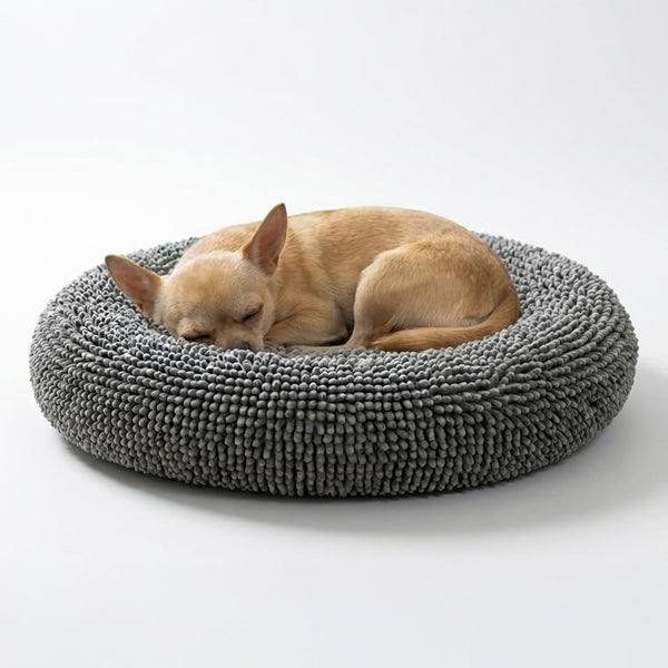 Muddy Mat® Cloud K-9 Dog Beds for Small Dogs & Cats, Soft & Relaxing round Dog Bed, Chenille Material, Removable Cover, Washable & Dryer Safe – Grey Small(25'X25')1