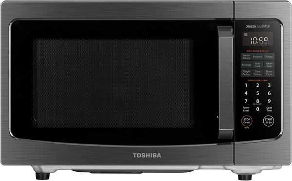 Flatbed Microwave Oven with Inverter Technology, 1.3 Cu.Ft, 1200W | Inverter Microwave, Smart Sensor, Mute Function, No Turntable, Countertop, Black Stainless Steel,1
