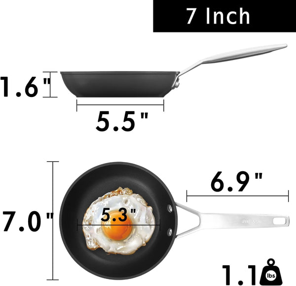 7 Inch Small Nonstick Frying Pan, Grey Egg Omelet Skillet | Non Toxic, Even Heating, Easy Clean, Dishwasher & Oven Safe, Suitable for Gas & Electric & Induction Stoves, PFOA & PFAS Free2