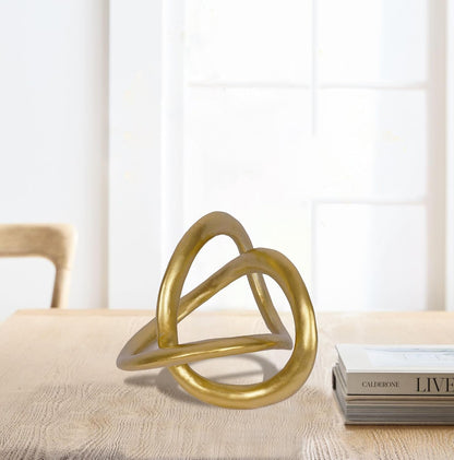 Modern Geometric round Sculpture Gold Knot Statue Decor Tabletop Sculpture and Figurines round Decorative Ornaments Knick Knacks Home Decor for Shelves Coffee Table Bookshelf Decoration Gifts2
