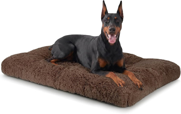 JOEJOY Large Dog Bed Crate Pad, Deluxe Plush Washable Dog Beds Fulffy Soft Kennel Pad Anti-Slip Pet Sleeping Mat for Extra Large Medium Small Dogs, 40" X 27", Beige34