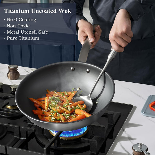 13 in Titanium Wok with Lid – Nonstick Wok & Stir-Fry Pan, All Stovetops & Induction Safe, Oven & Dishwasher Safe, Non-Toxic, No Coating – Durable Titanium Cookware, Frying Pan & Pot2