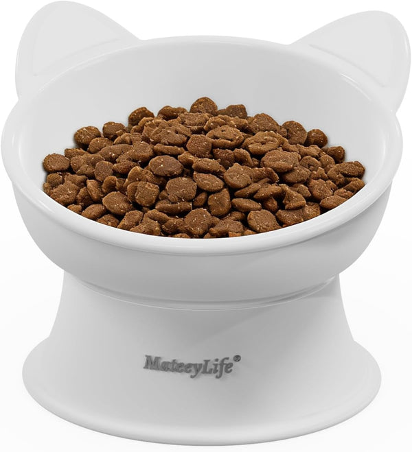 Mateeylife 2 Pack Elevated Cat Food Bowls for Indoor Cats & Kittens | Raised Food and Water Bowl Set, Whisker Friendly & anti Vomit Feeding Pet Bowls, 6 Oz Each, Dishwasher Safe - White & Grey12