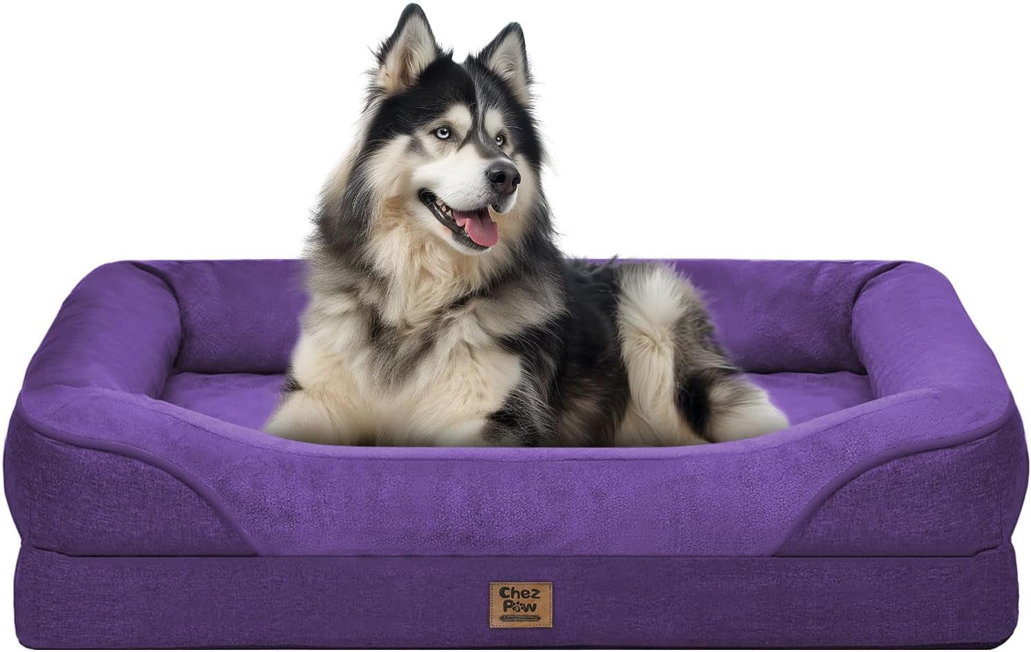 chez-paw-waterproof-orthopedic-xl-dog-bed-for-large-and-extra-large-dogs-egg-crate-foam-4-sided-bolster-support-waterproof-liner-non-slip-bottom-machine-washable-cover-42-x-30-inch